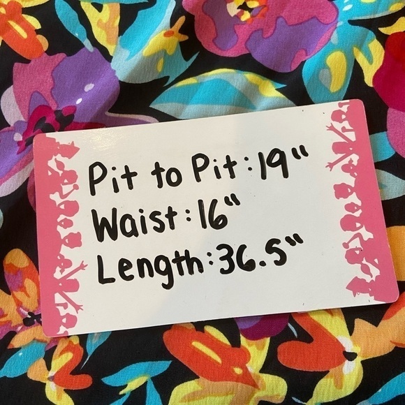 Shein Vibrant Floral Long Sleeve Ruffle Dress Black Pink Multicolored Curve 1X - Picture 9 of 9